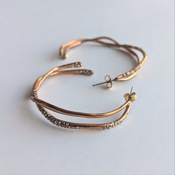 Alexis Bittar Jewelry - Alexis Bittar Intertwined Encrusted Molten Hoop Earrings, Copper, Swarovski